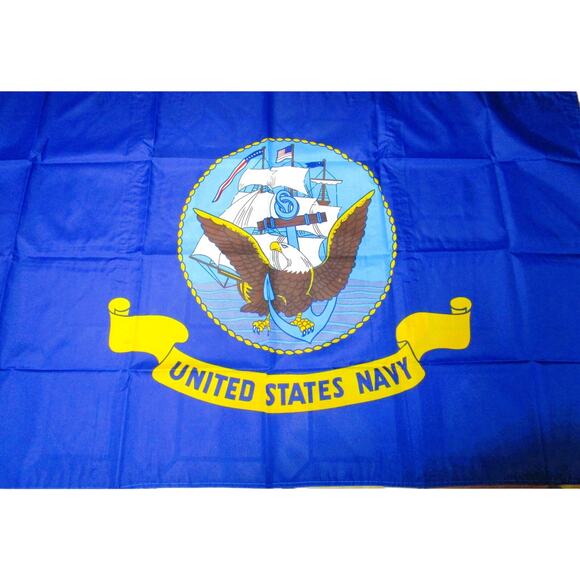 United States Navy USN Blue Garden Flag 35 x 60 Inches Ship and Eagle Grommets - Picture 2 of 2